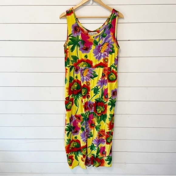 Jams World Dresses & Skirts - Jams World | Vintage 100% Rayon Sleeveless Midi Floral Summer Dress Size Large